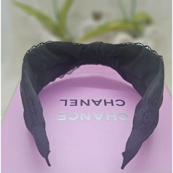 Black Headband Center Knot with Lace CC  Imitation Pearl